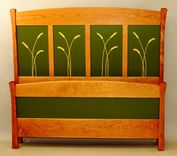 Bedframe With Painted Panels In Wheatstraw Motif - Cherry 1 small