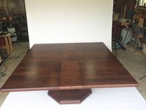 Contemporary Walnut Pedestal Table 3 small