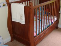 Sleigh Style Teak Crib 2 small