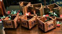Walnut And Copper Cocktail Napkin And Straw Holders 2 small