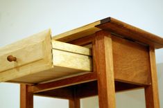 Shaker Style Mahogany And Maple Nightstand With Drawer And Shelf 4 small