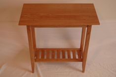 Long Cherry Shaker Style Side Table With Shelf 2 small