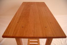 Long Cherry Shaker Style Side Table With Shelf 4 small