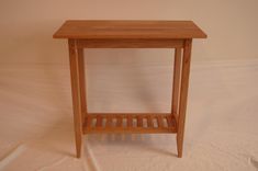 Long Cherry Shaker Style Side Table With Shelf 5 small
