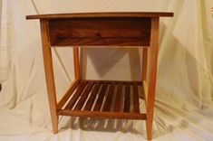 Hickory And Walnut Nightstand With Shelf And Drawer 1 small