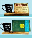Wood Book Rest | Personalized Wood Night Stand Book Page Holder | Drink Holder 2 small