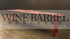 California Redwood Table With Arching Trestle Base 1 small