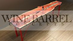 California Redwood Table With Arching Trestle Base 2 small