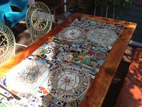 Reclaimed Lumber Inlaid Mosaic Outdoor Patio Table 1 small