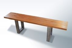 Modern Teak Bench With Metal Legs 4 small