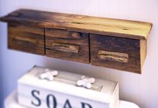Rustic wood Floating Bathroom Storage Shelf 3 small
