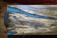 Live Edge Rustic Oak With Turquoise Inlay Coffee Table 4 small