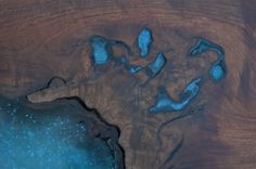 Live Edge Walnut Epoxy Resin/Turquoise Inlay Dining Console 4 small