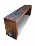 Live Edge Walnut Epoxy Resin/Turquoise Inlay Dining Console 1 small
