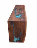 Live Edge Walnut Epoxy Resin/Turquoise Inlay Dining Console 3 small