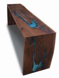 Live Edge Walnut Epoxy Resin/Turquoise Inlay Dining Console 2 small