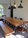 Industrial Wishbone Leg Rustic Wood Table And Bench 2 small