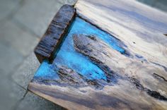 Live Edge Rustic Oak With Turquoise Inlay Coffee Table 3 small