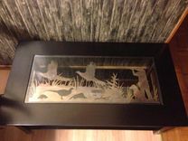 Coffee Table With A Nice Pheasant Hunting Scene 2 small
