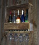 Rustic Reclaimed Barn Wood Wine Rack Wall Mount 4-5 Bottle Cottage, Country, Barn Wood 2 small