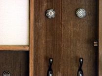 Wall Mounted Jewelry And Vanity Cabinet With Lace Front And Early American Stained Finish 4 small