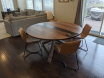 Custom Modern Round Walnut Dining Table 6 small