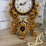 Courtly Mantle Clock Black And White Checked Baroque Clock With Cherubs 4 small