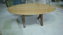 Solid Cherry Ellipse Table With Matching Curved Bench 2 small