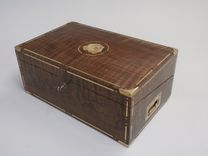 Figured Walnut Writing Slope With Brass And Mother Of Pearl Inlay 1 small