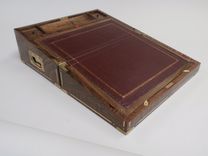 Figured Walnut Writing Slope With Brass And Mother Of Pearl Inlay 2 small