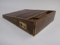 Figured Walnut Writing Slope With Brass And Mother Of Pearl Inlay 3 small
