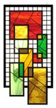 Hanging Stained Glass W Beveled Squares In Warm Colors 1 small