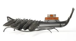 Hand Forged Steel Boat Sculpture 3 small