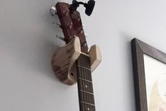 Guitar Wall Hanger, Unique Wood Log Instrument Stand Display 1 small
