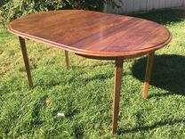 Round Extending Hickory Dining Table. 2 small