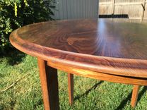 Round Extending Hickory Dining Table. 4 small
