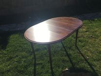 Round Extending Hickory Dining Table. 6 small