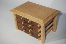 Jewelry Box In Claro Walnut And Curly Maple Pagoda Style 5 small
