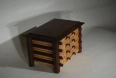 Pagoda Style Jewelry Box In Quilted Maple And Claro Walnut 3 small