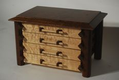 Pagoda Style Jewelry Box In Quilted Maple And Claro Walnut 1 small