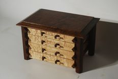 Pagoda Style Jewelry Box In Quilted Maple And Claro Walnut 4 small