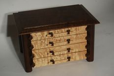 Pagoda Style Jewelry Box In Quilted Maple And Claro Walnut 5 small