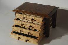 Pagoda Style Jewelry Box In Quilted Maple And Claro Walnut 2 small