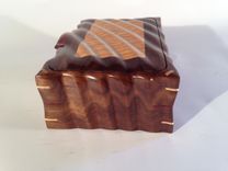 Sculpted Jewelry, Keepsake, Or Watch Box In Quilted Maple & Walnut 4 small