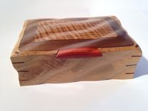 Sculpted Oak & Walnut Keepsake, Jewelry, Watch, Or Wedding Box 5 small