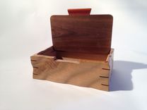 Sculpted Oak & Walnut Keepsake, Jewelry, Watch, Or Wedding Box 4 small