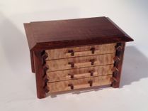Pagoda Style Jewelry Box In Quilted Maple And Claro Walnut 5 small