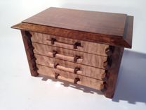 Pagoda Style Jewelry Box In Quilted Maple And Claro Walnut 2 small