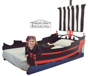 Pirate Ship Twin Kids Bed Frame - Handcrafted - Nautical Themed Children's Bedroom Furniture 1 small