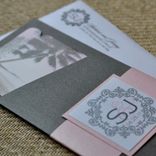 Design Fee - Boarding Pass Invitation Or Save The Date (Coral Damask, Chocolate Palms Wth Lime) 1 small